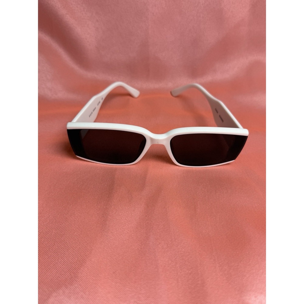 FUBU White Rectangular Sunglasses Black Lenses Retro Unisex CAT 3